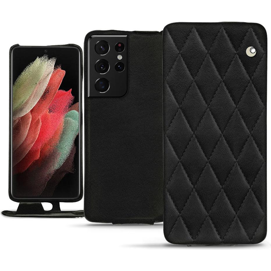 Noreve Lederschutzhülle vertikal (Samsung Galaxy S21 Ultra), Smartphone Hülle, Schwarz