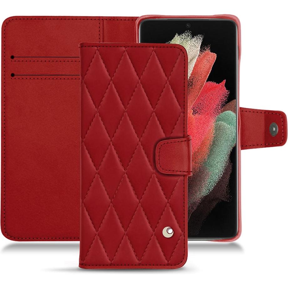 Thumbnail - Noreve Lederschutzhülle Wallet (Samsung Galaxy S21 Ultra), Smartphone Hülle, Rot