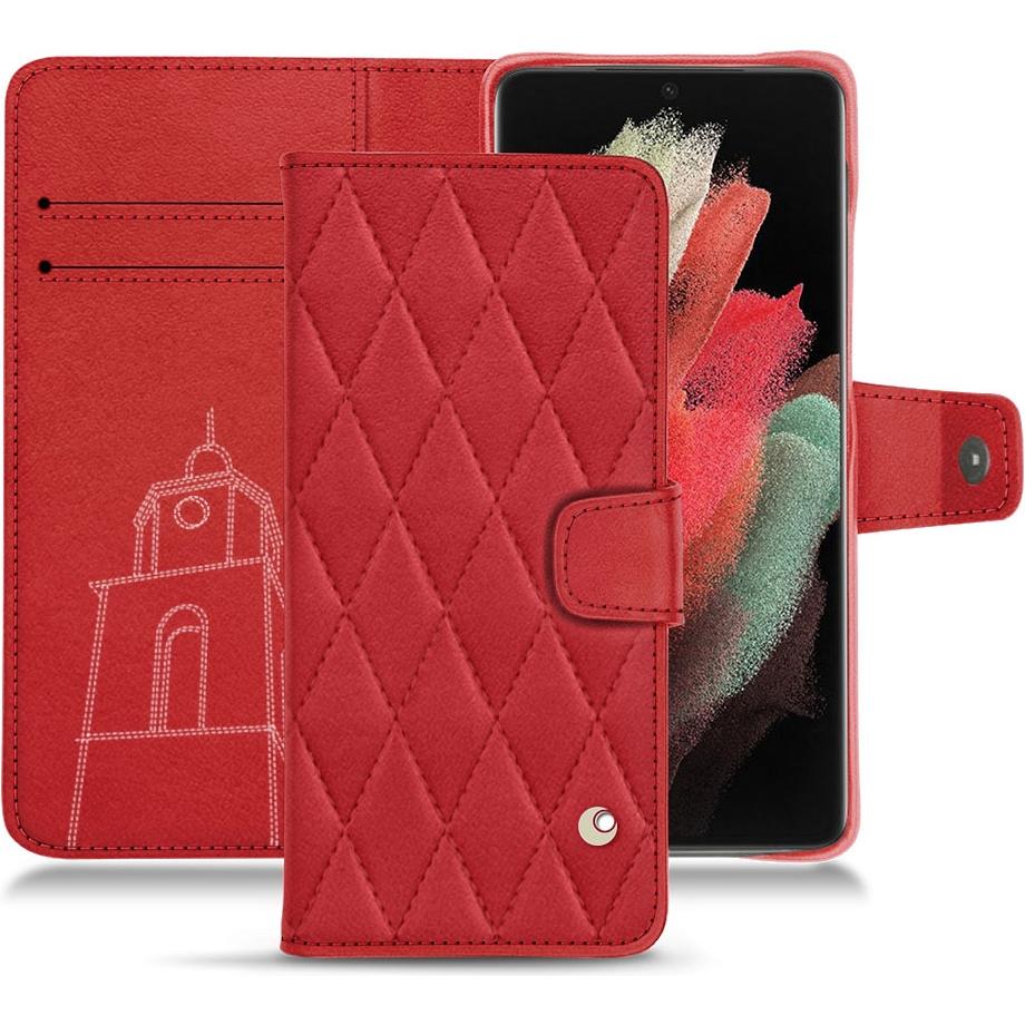 Thumbnail - Noreve Lederschutzhülle Wallet (Samsung Galaxy S21 Ultra), Smartphone Hülle, Rot