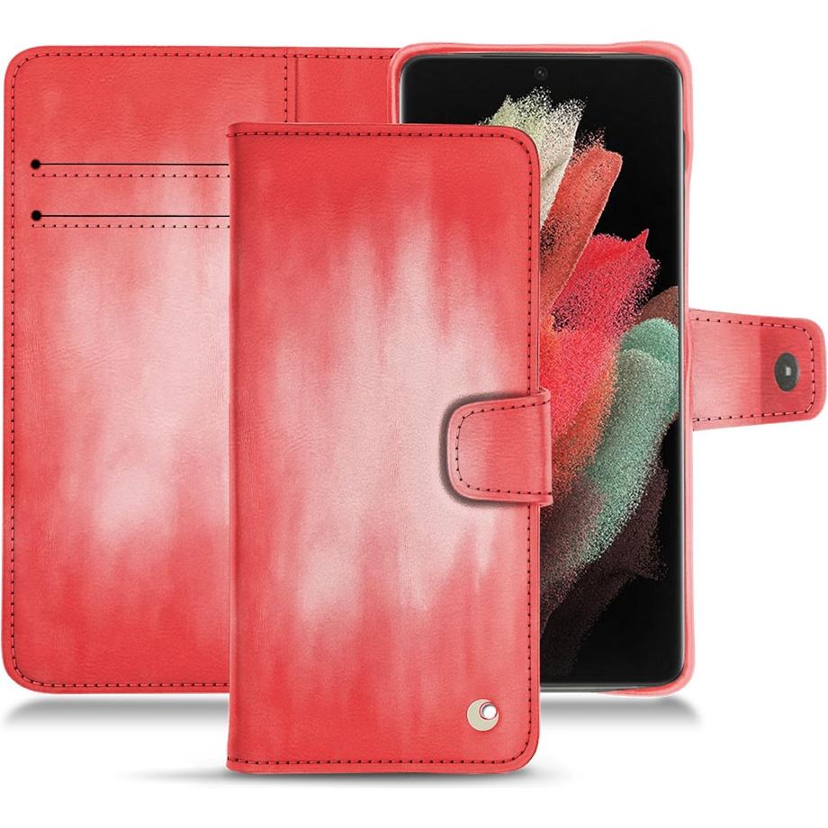 Noreve Lederschutzhülle Wallet (Samsung Galaxy S21 Ultra), Smartphone Hülle, Rosa