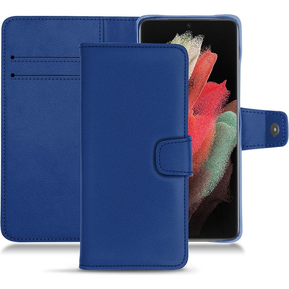 Noreve Lederschutzhülle Wallet (Samsung Galaxy S21 Ultra), Smartphone Hülle, Blau