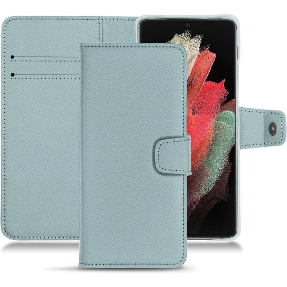 Noreve Lederschutzhülle Wallet (Samsung Galaxy S21 Ultra), Smartphone Hülle, Blau