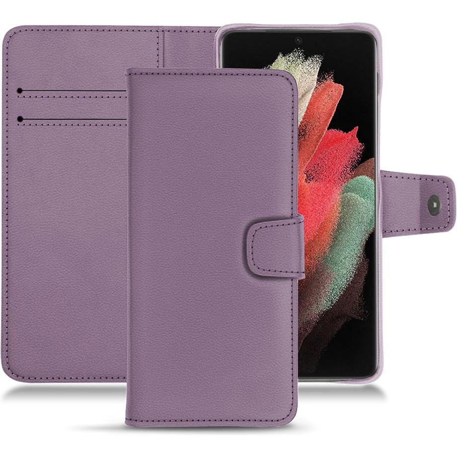 Noreve Lederschutzhülle Wallet (Samsung Galaxy S21 Ultra), Smartphone Hülle, Violett