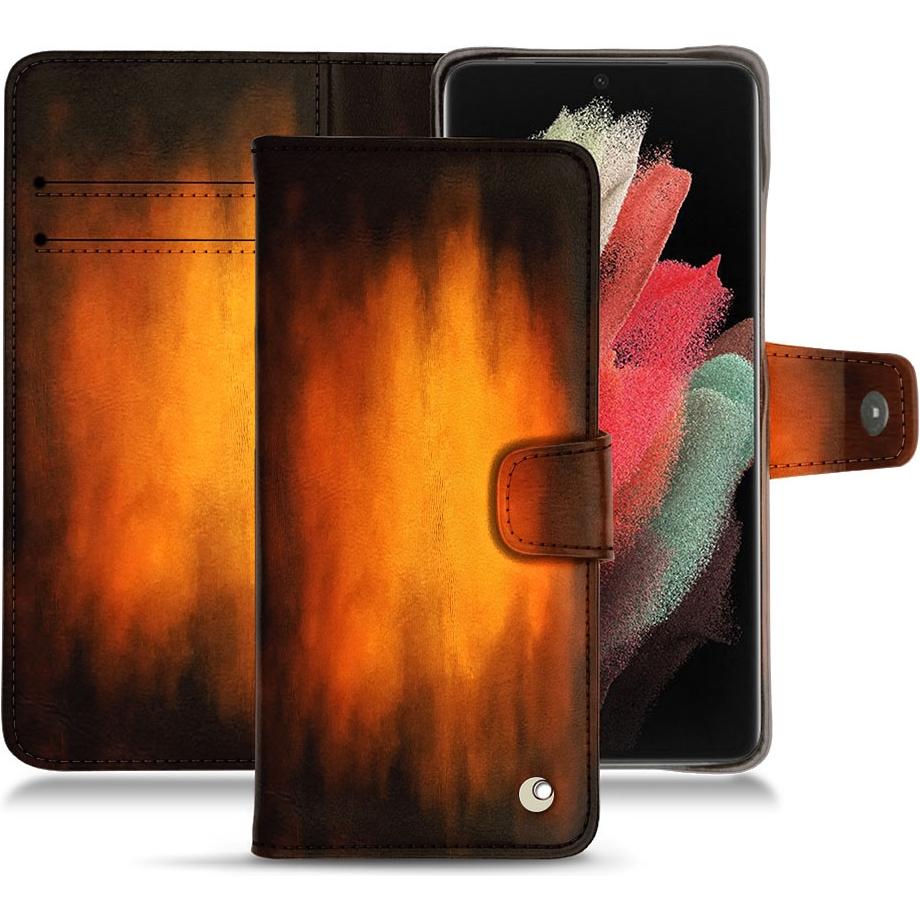 Thumbnail - Noreve Lederschutzhülle Wallet (Samsung Galaxy S21 Ultra), Smartphone Hülle, Violett