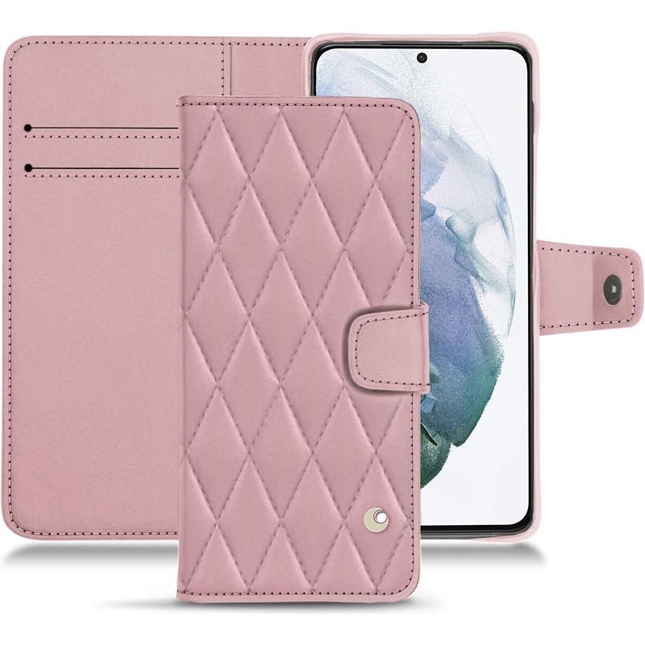 Noreve Lederschutzhülle Wallet (Samsung Galaxy S21+), Smartphone Hülle, Rosa