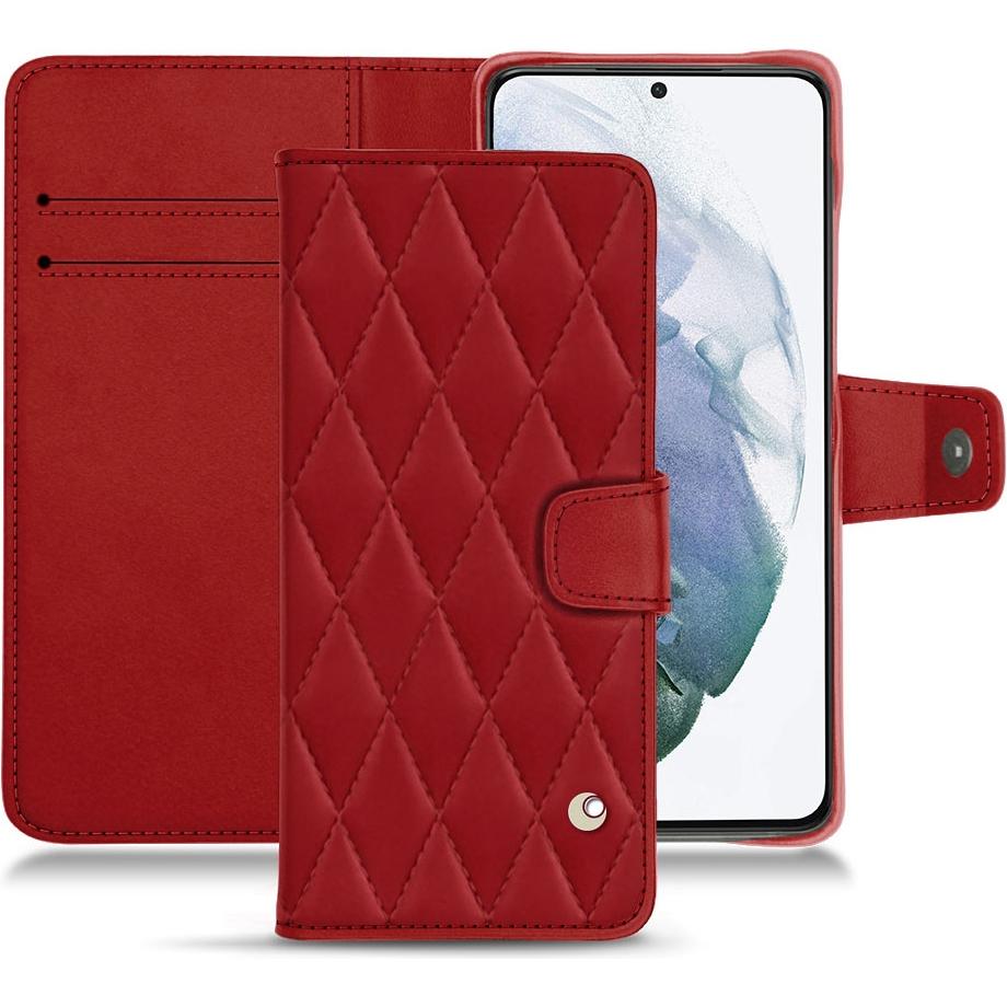 Noreve Lederschutzhülle Wallet (Samsung Galaxy S21+), Smartphone Hülle, Rot