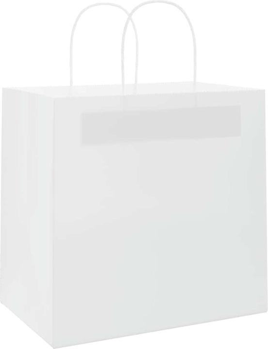 Produktbild vidaXL Kraftpapiertüten 250 Stk. mit Henkel Weiss 26x17x25 cm Papiertüte (Geschenktüte, 250 x)