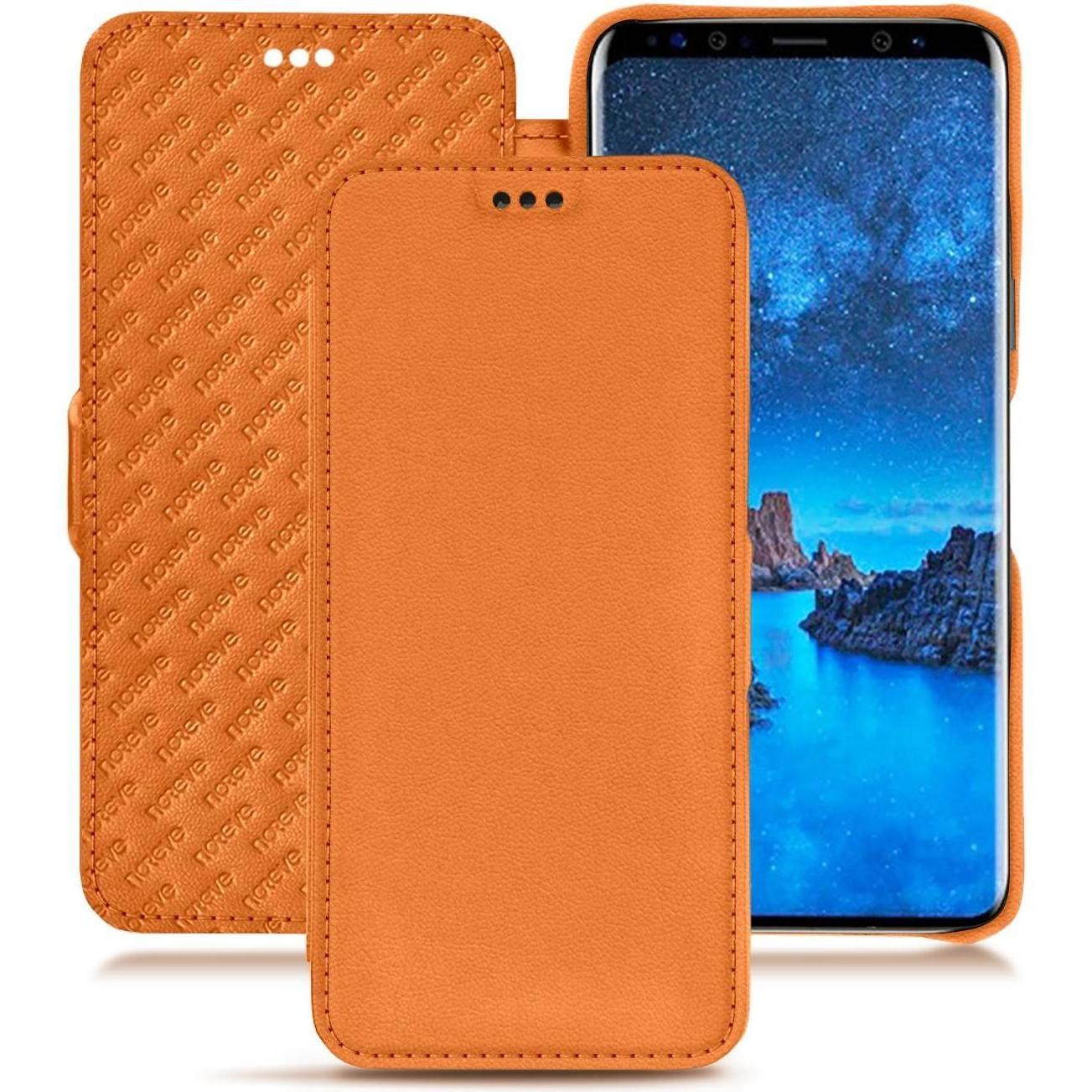 Noreve Lederschutzhülle horizontal (Samsung Galaxy S9), Smartphone Hülle, Orange