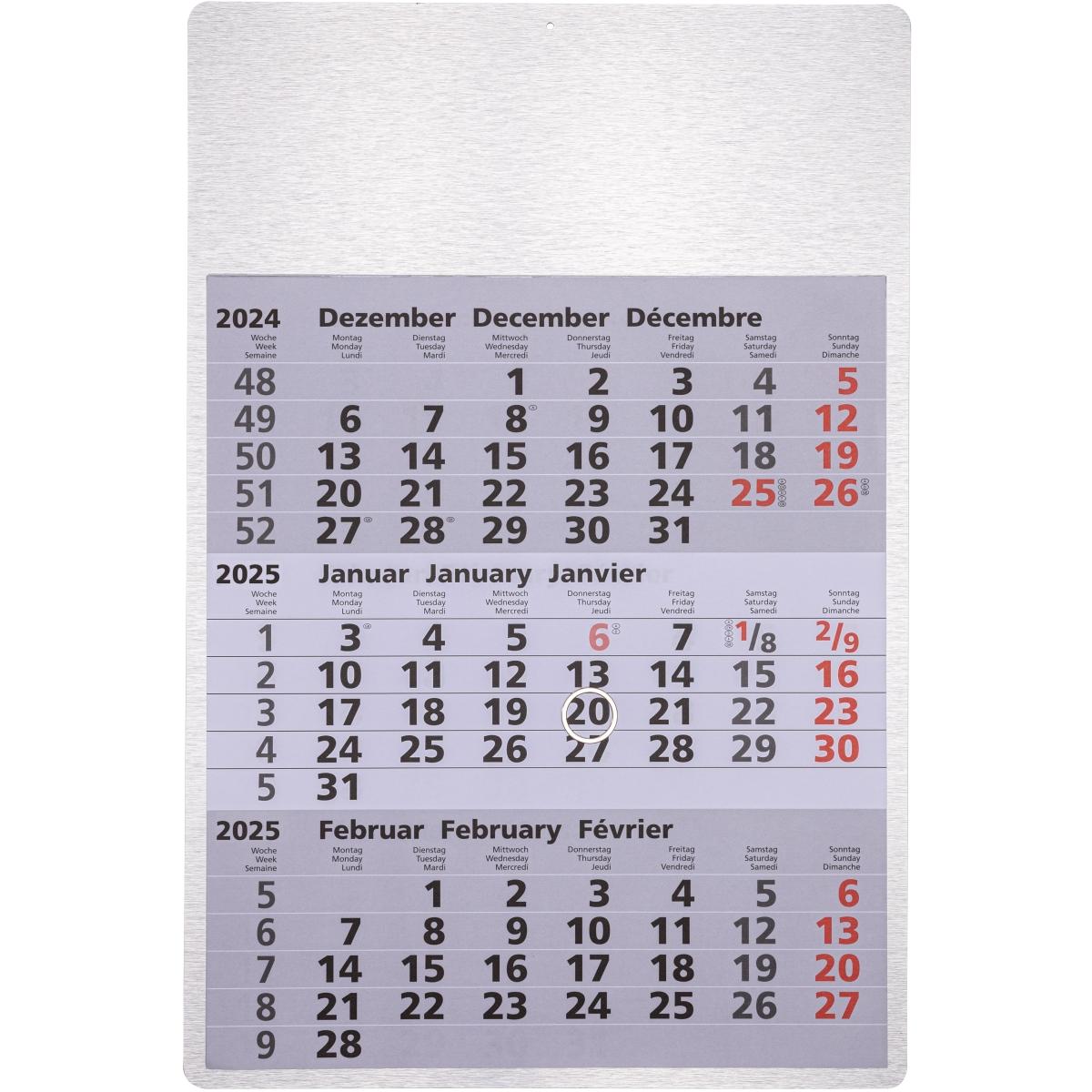 Güss, Agenda, 3-Monatskalender 32x48cm Kalendarium 2025 (32 x 48 cm)