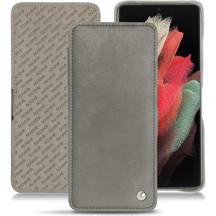Noreve Lederschutzhülle horizontal (Samsung Galaxy S21 Ultra), Smartphone Hülle, Grau