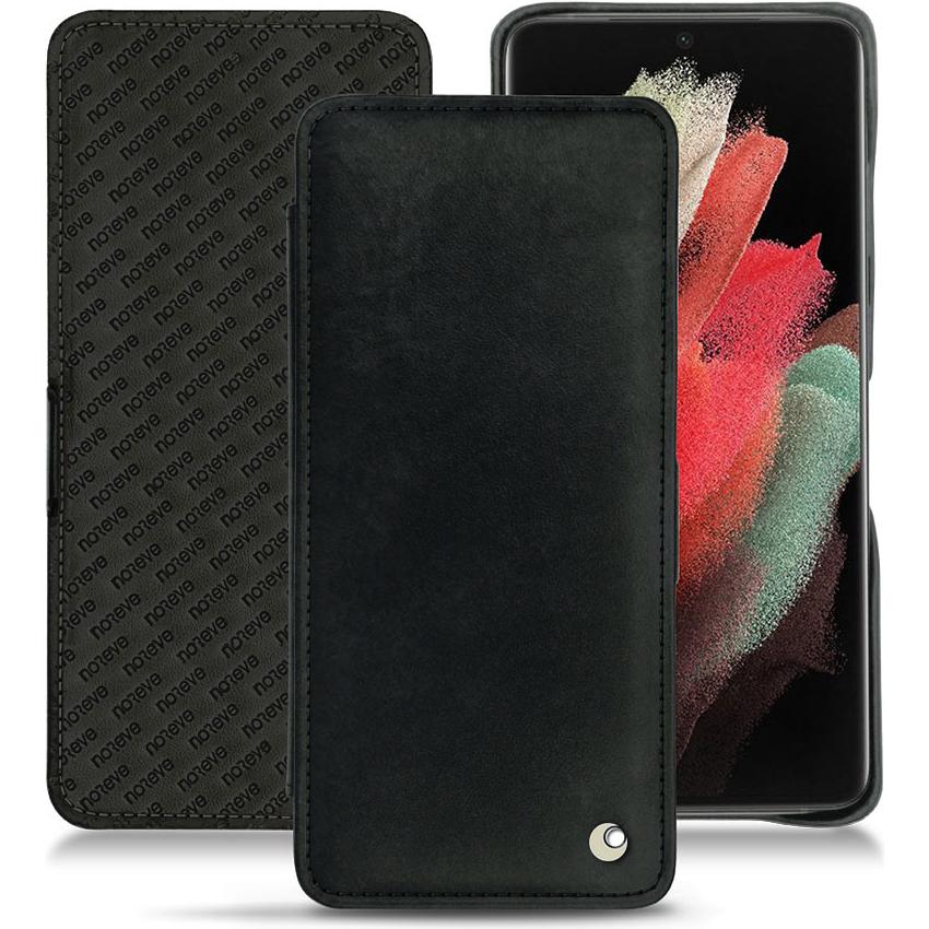 Noreve Lederschutzhülle horizontal (Samsung Galaxy S21 Ultra), Smartphone Hülle, Schwarz