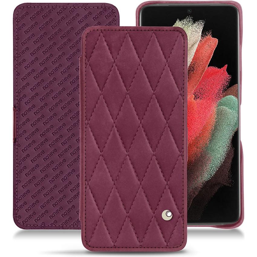 Noreve Lederschutzhülle horizontal (Samsung Galaxy S21 Ultra), Smartphone Hülle, Violett