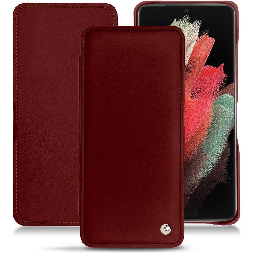 Noreve Lederschutzhülle horizontal (Samsung Galaxy S21 Ultra), Smartphone Hülle, Rot