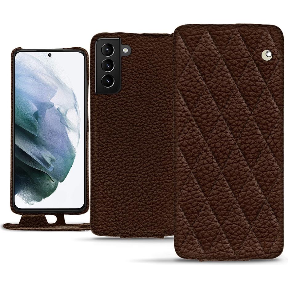 Noreve Lederschutzhülle vertikal (Samsung Galaxy S21+), Smartphone Hülle, Braun