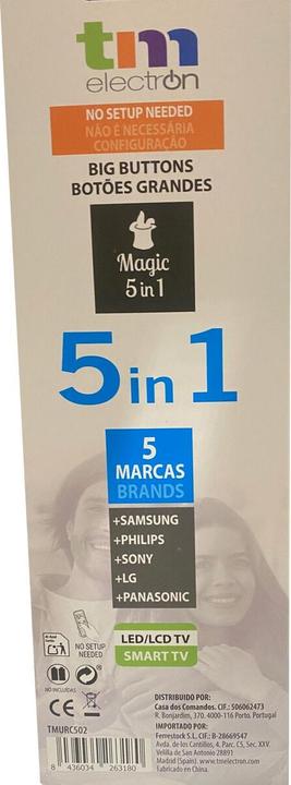 Produktbild TM Electron Fernbedienung SAMSUNG, LG, PHILIPS, SONY, PANASONIC Schwarz (Universal Fernbedienung, Infrarot)