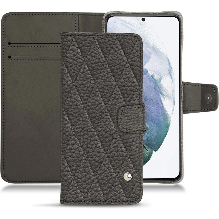 Noreve Lederschutzhülle Wallet (Samsung Galaxy S21+), Smartphone Hülle, Grau