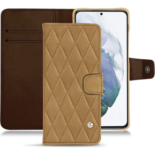 Noreve Lederschutzhülle Wallet (Samsung Galaxy S21+), Smartphone Hülle, Braun