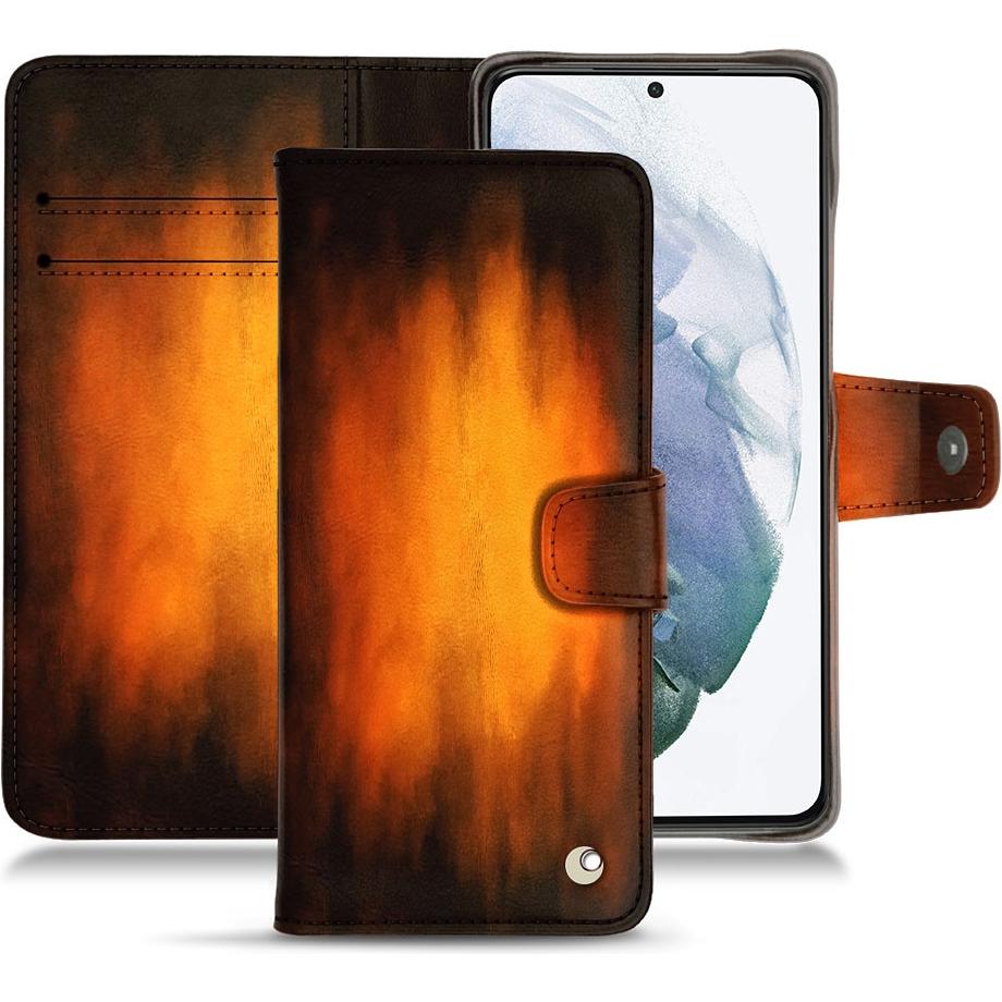 Noreve Lederschutzhülle Wallet (Samsung Galaxy S21+), Smartphone Hülle, Violett