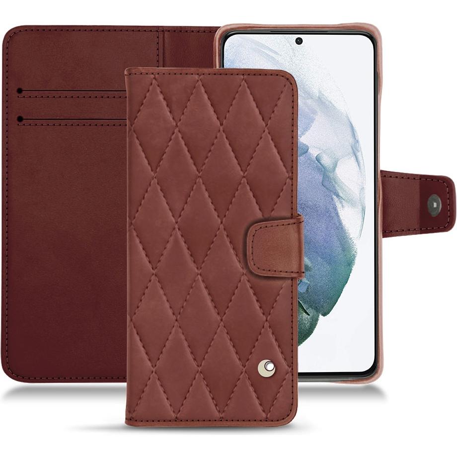 Noreve Lederschutzhülle Wallet (Samsung Galaxy S21+), Smartphone Hülle, Rot