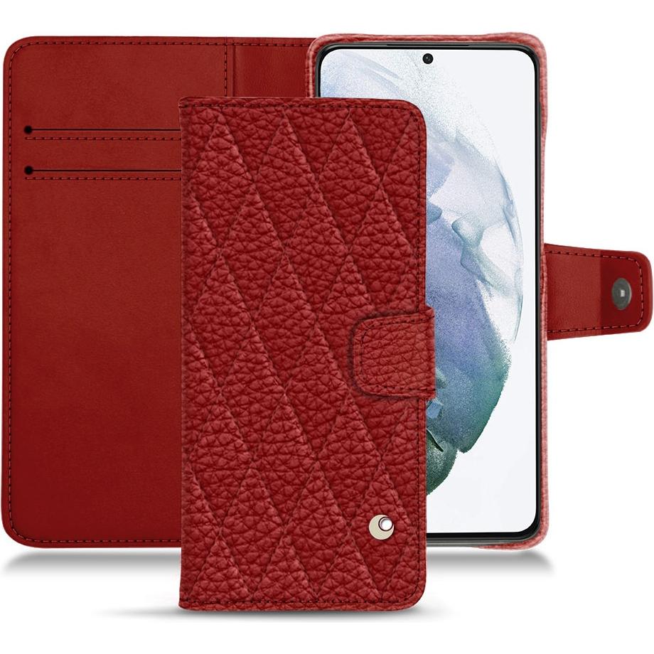 Noreve Lederschutzhülle Wallet (Samsung Galaxy S21+), Smartphone Hülle, Rot