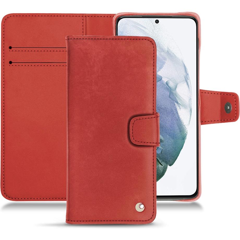 Noreve Lederschutzhülle Wallet (Samsung Galaxy S21+), Smartphone Hülle, Rot