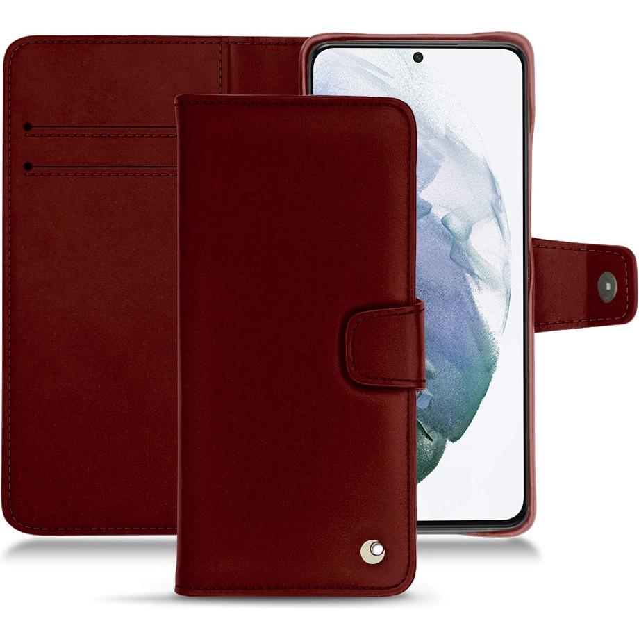 Noreve Lederschutzhülle Wallet (Samsung Galaxy S21+), Smartphone Hülle, Rot