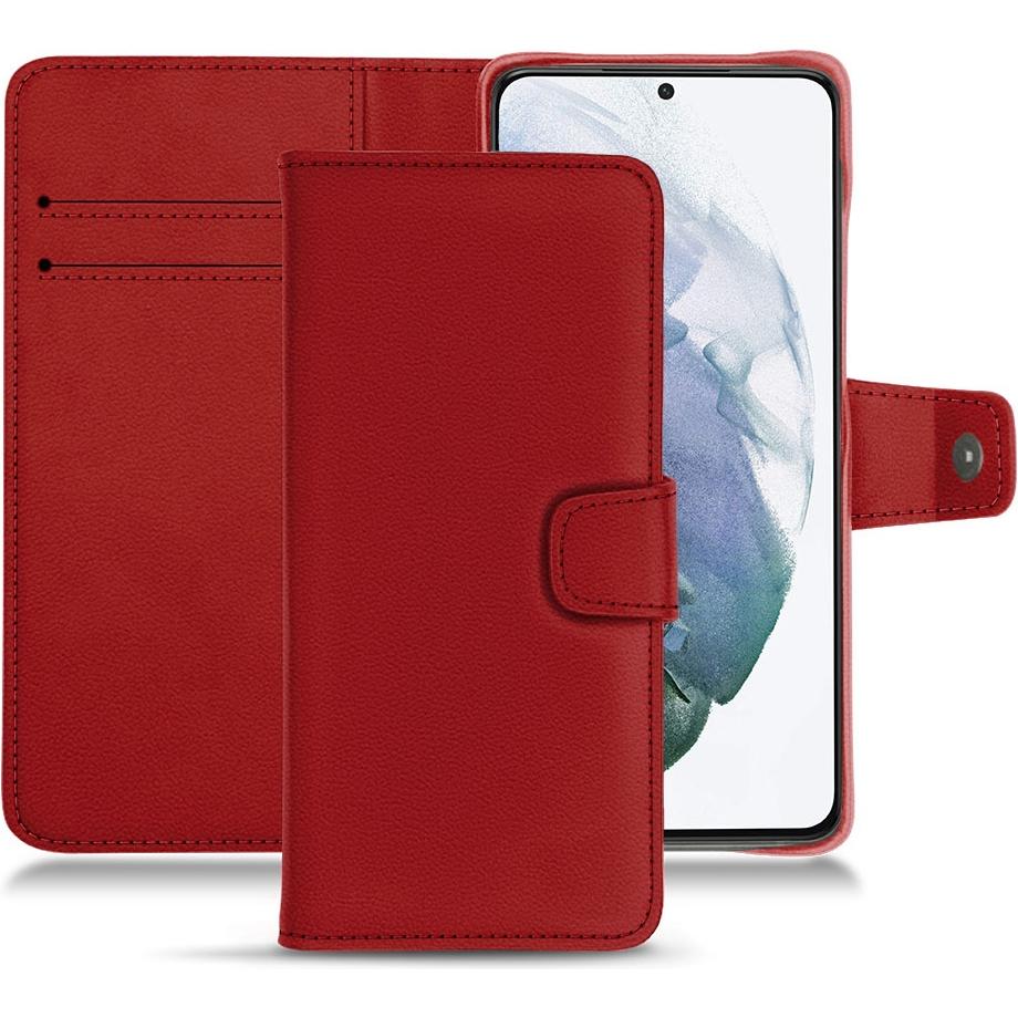 Noreve Lederschutzhülle Wallet (Samsung Galaxy S21+), Smartphone Hülle, Rot