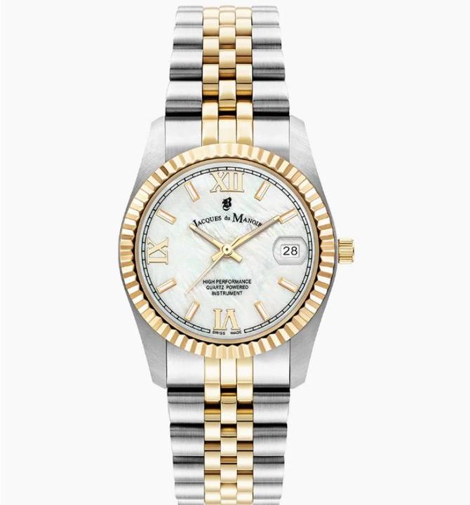 Image du produit Jacques du Manoir Inspiration Romaine, montre analogique à quartz avec bracelet bicolore (Montre analogique, Swiss Made, 34 mm)