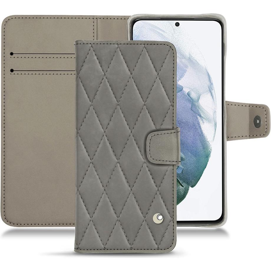 Noreve Lederschutzhülle Wallet (Samsung Galaxy S21+), Smartphone Hülle, Grau