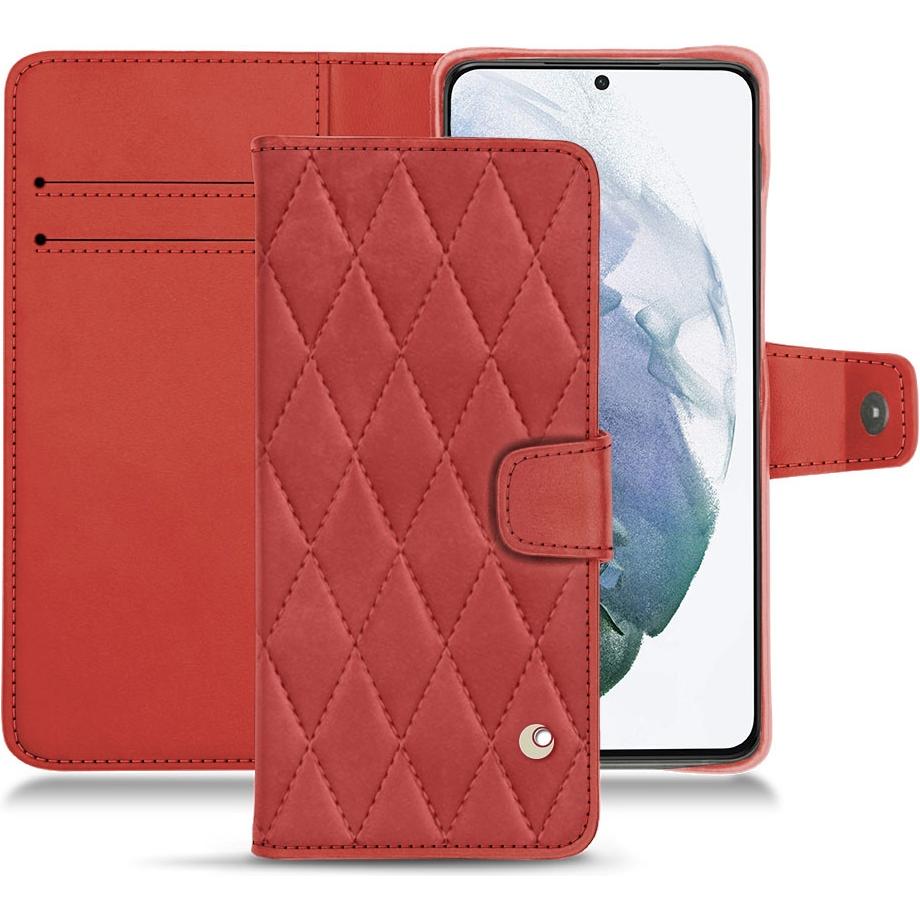 Noreve Lederschutzhülle Wallet (Samsung Galaxy S21+), Smartphone Hülle, Rot