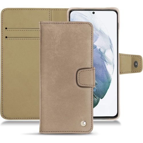 Noreve Lederschutzhülle Wallet (Samsung Galaxy S21+), Smartphone Hülle, Beige