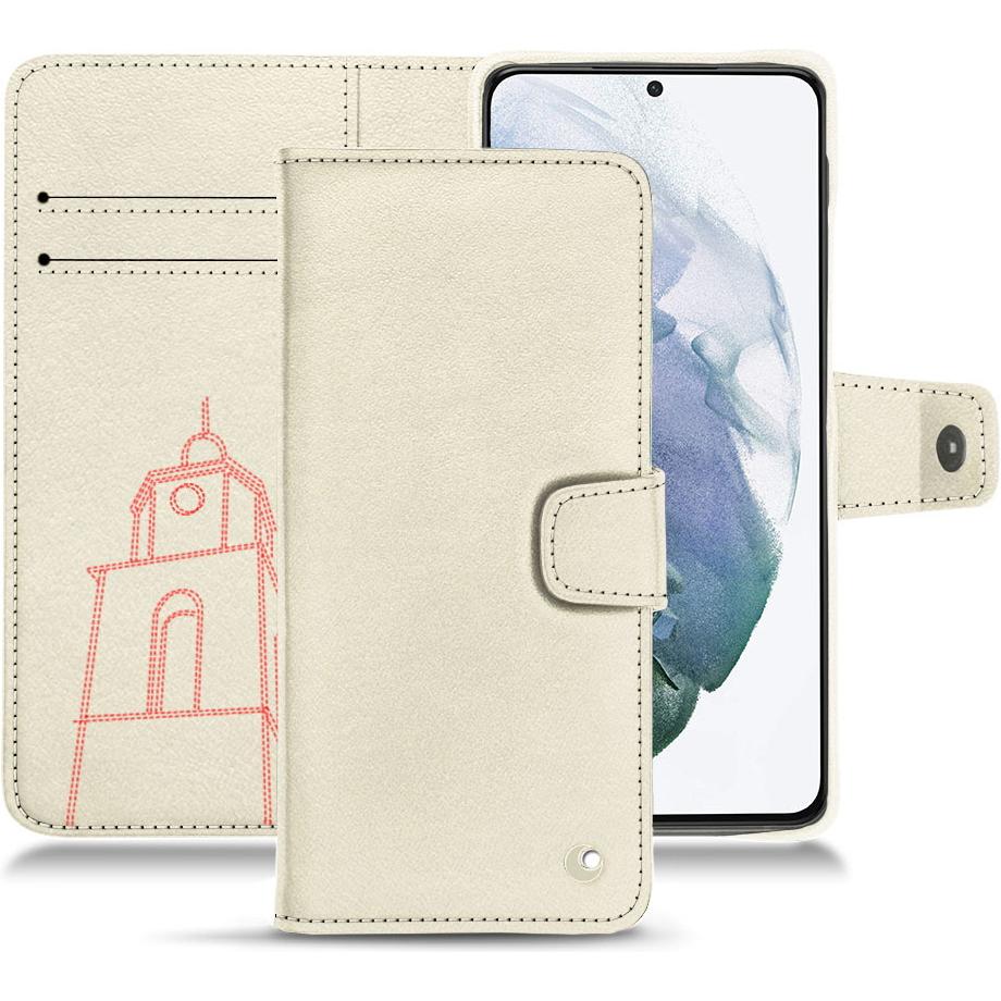 Noreve Lederschutzhülle Wallet (Samsung Galaxy S21+), Smartphone Hülle, Weiss