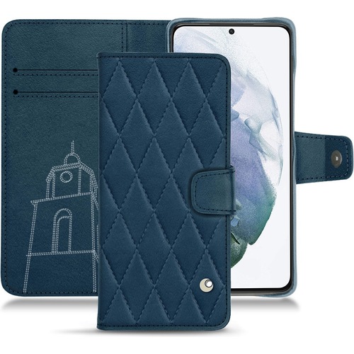 Noreve Lederschutzhülle Wallet (Samsung Galaxy S21+), Smartphone Hülle, Blau