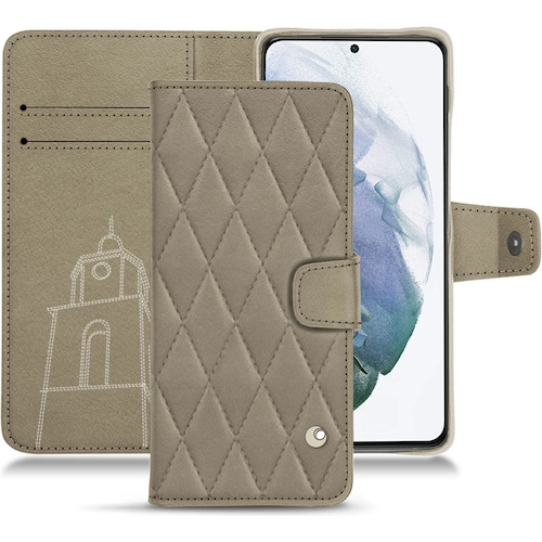 Noreve Lederschutzhülle Wallet (Samsung Galaxy S21+), Smartphone Hülle, Beige