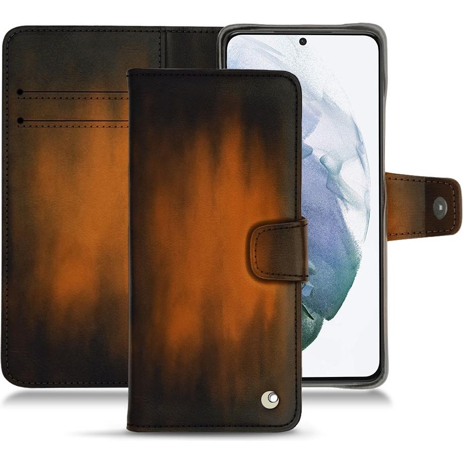 Noreve Lederschutzhülle Wallet (Samsung Galaxy S21+), Smartphone Hülle, Braun
