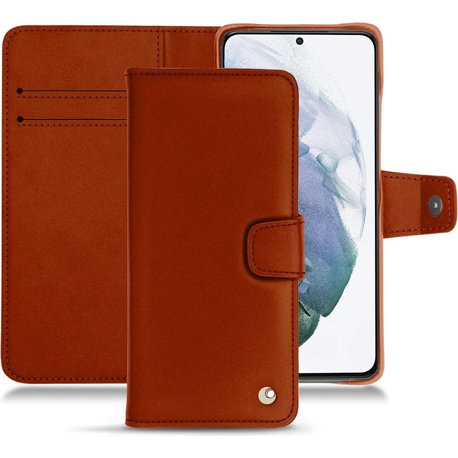 Noreve Lederschutzhülle Wallet (Samsung Galaxy S21+), Smartphone Hülle, Orange
