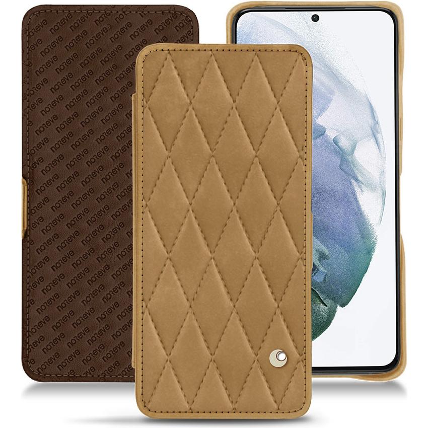 Noreve Lederschutzhülle horizontal (Samsung Galaxy S21+), Smartphone Hülle, Braun