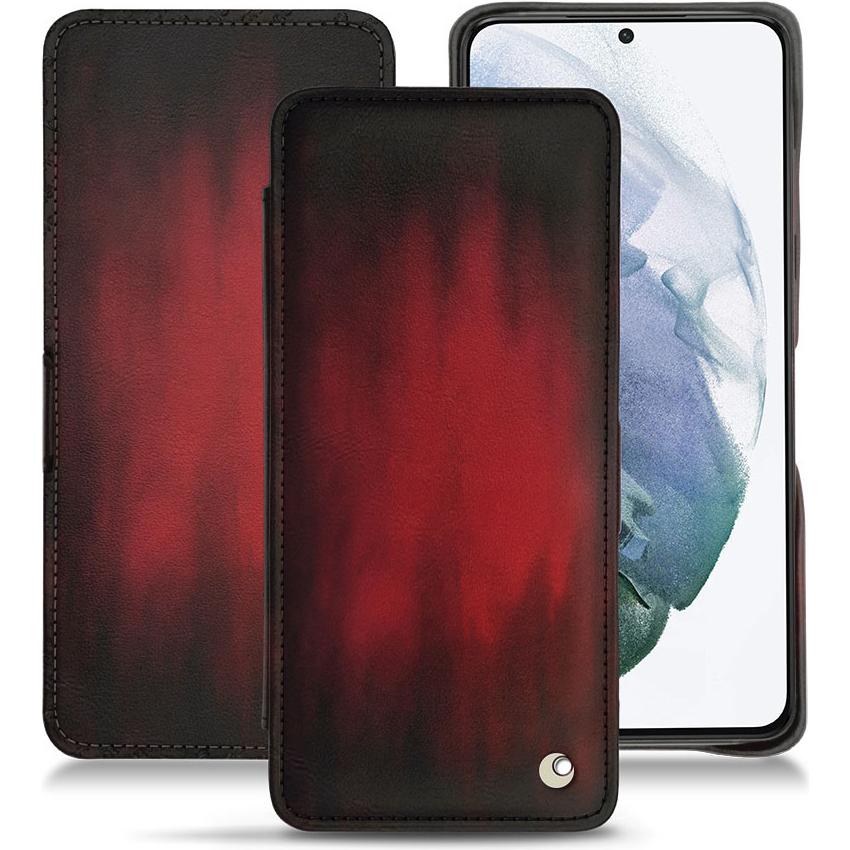 Noreve Lederschutzhülle horizontal (Samsung Galaxy S21+), Smartphone Hülle, Rot