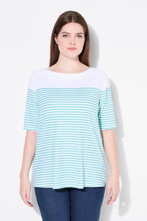 Produktbild Ulla Popken T-Shirt, Bretonringel, U-Boot-Ausschnitt, Halbarm (56)