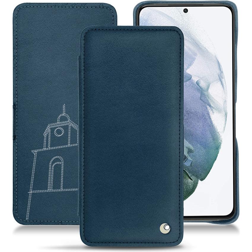 Noreve Lederschutzhülle horizontal (Samsung Galaxy S21+), Smartphone Hülle, Blau