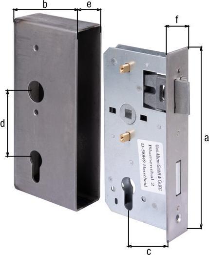 Produktbild GAH Schlosskasten DIN links / rechts Mass A185xB90xC55xE40 mm Dornmass 55 mm (Einsteckschloss)