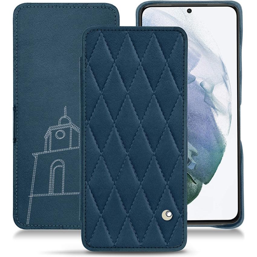 Noreve Lederschutzhülle horizontal (Samsung Galaxy S21+), Smartphone Hülle, Blau