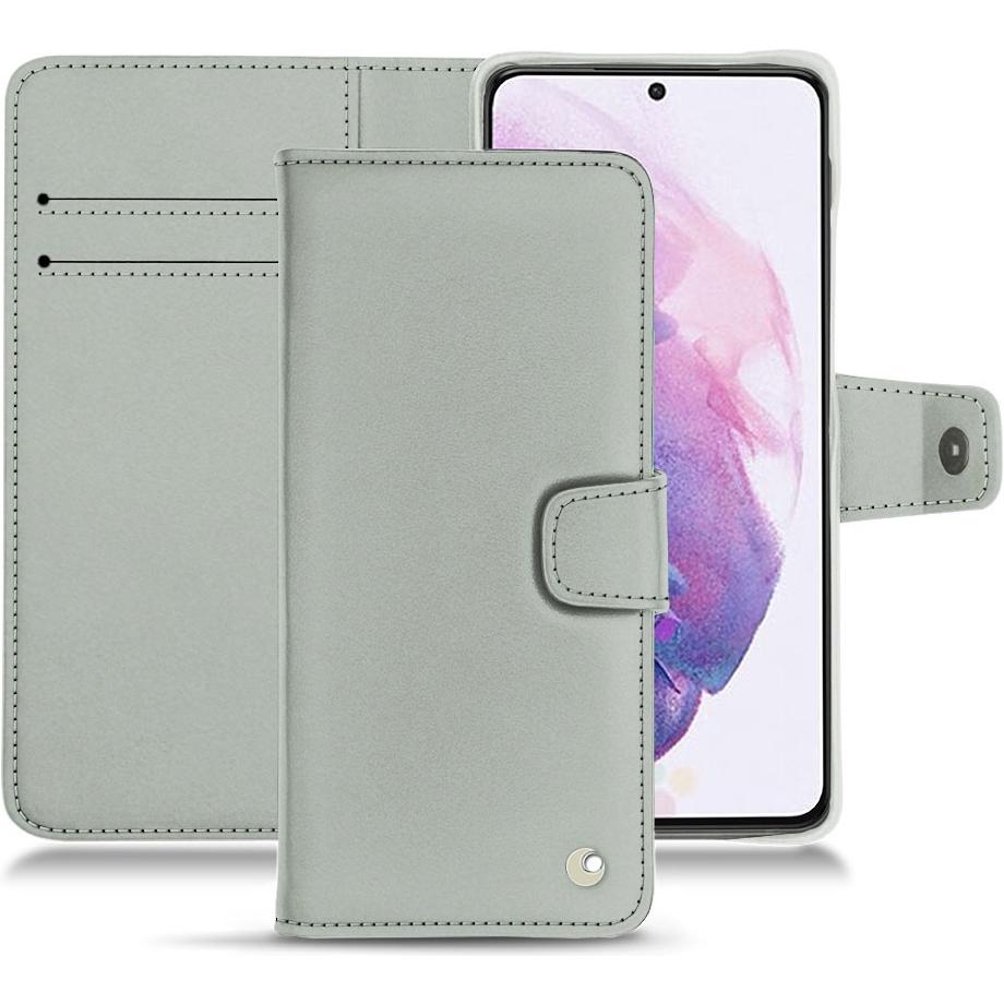 Noreve Lederschutzhülle Wallet (Samsung Galaxy S21), Smartphone Hülle, Grau