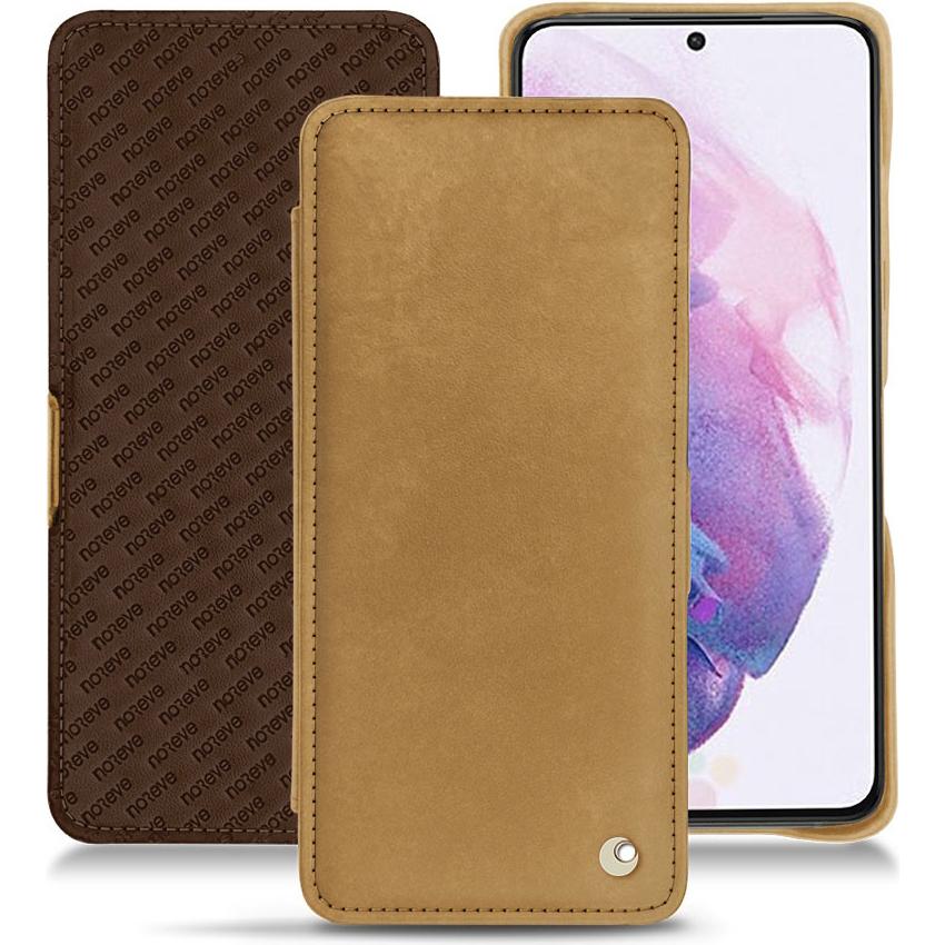 Noreve Lederschutzhülle horizontal (Samsung Galaxy S21), Smartphone Hülle, Braun