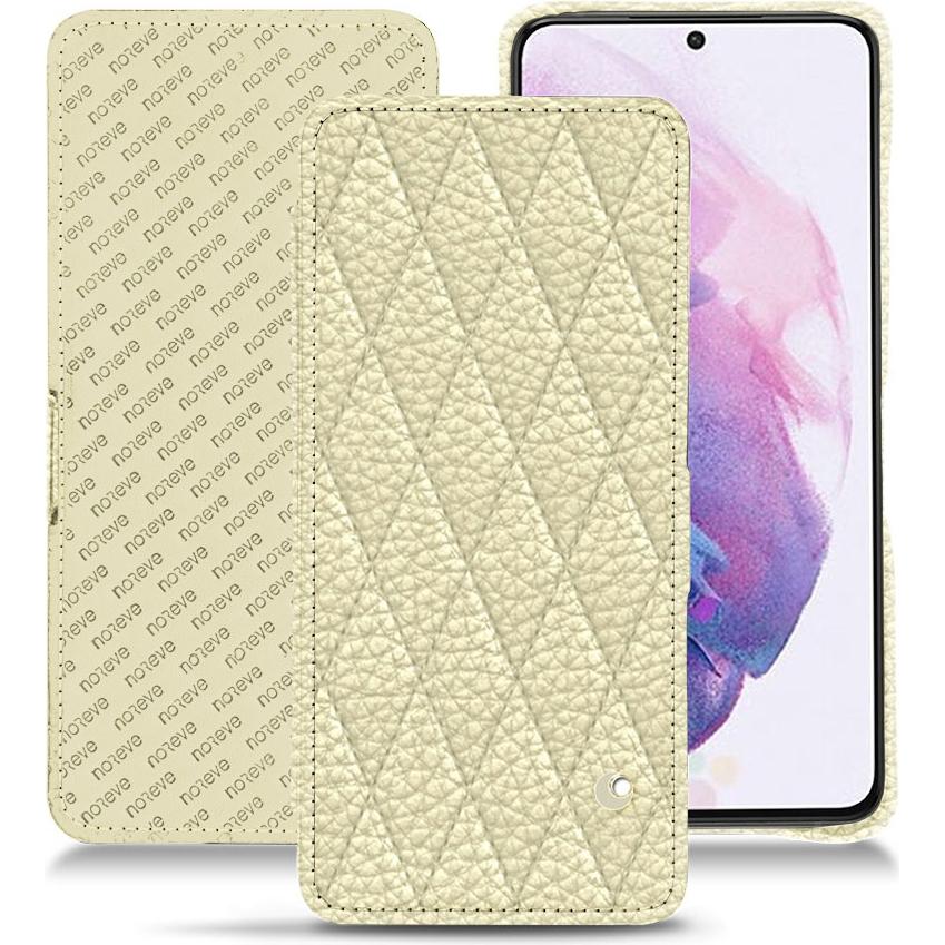 Noreve Lederschutzhülle horizontal (Samsung Galaxy S21), Smartphone Hülle, Weiss