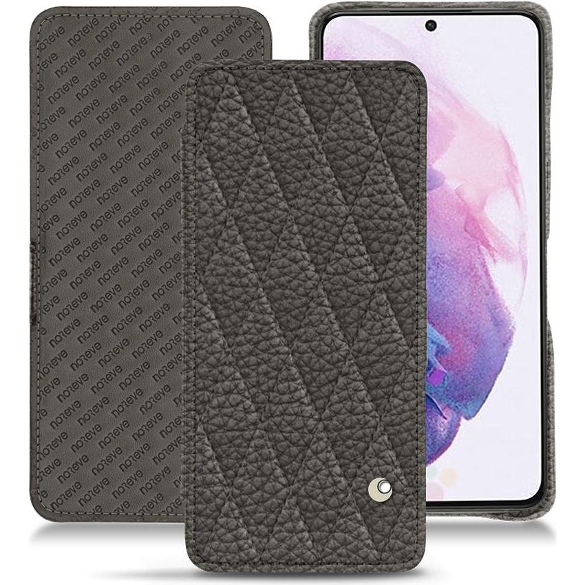 Noreve Lederschutzhülle horizontal (Samsung Galaxy S21), Smartphone Hülle, Grau