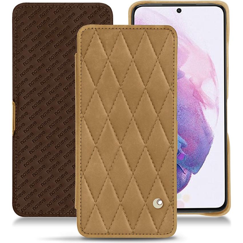 Noreve Lederschutzhülle horizontal (Samsung Galaxy S21+), Smartphone Hülle, Braun