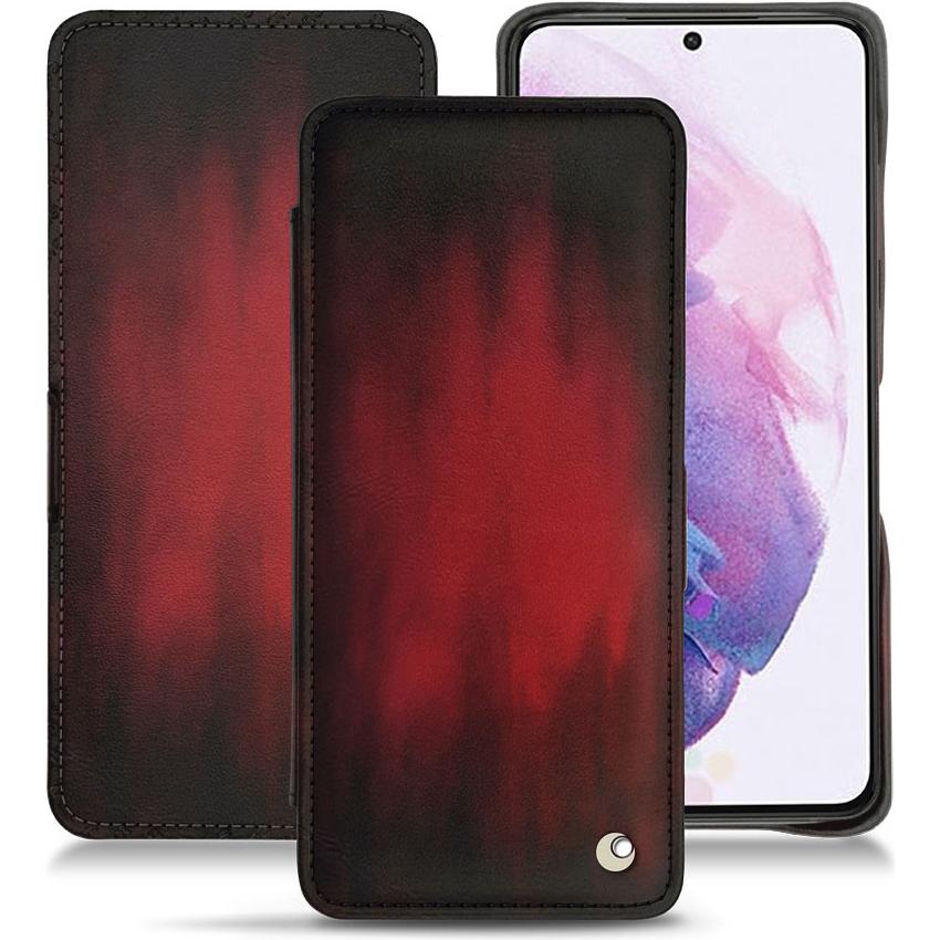 Noreve Lederschutzhülle horizontal (Samsung Galaxy S21), Smartphone Hülle, Rot