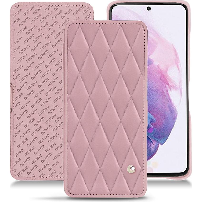 Noreve Lederschutzhülle horizontal (Samsung Galaxy S21), Smartphone Hülle, Rosa