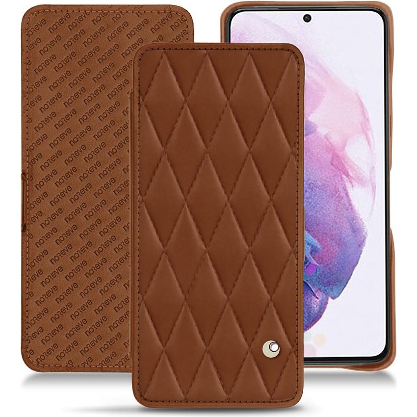 Noreve Lederschutzhülle horizontal (Samsung Galaxy S21), Smartphone Hülle, Braun